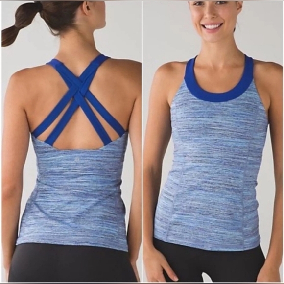 lululemon athletica Tops - Lululemon Womens Enharten Tank Top Blue Camo Racerback Built-In Bra Sz 8